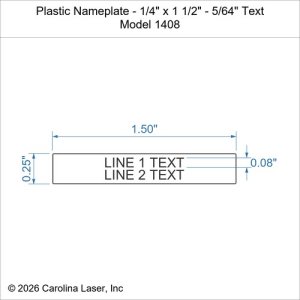 Plastic Nameplate - 1/4" x 1 1/2" - 5/64" Text