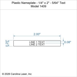 Plastic Nameplate - 1/4" x 2" - 5/64" Text