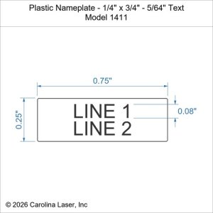 Plastic Nameplate - 1/4" x 3/4" - 5/64" Text