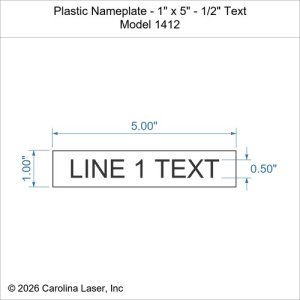Plastic Nameplate - 1" x 5" - 1/2" Text