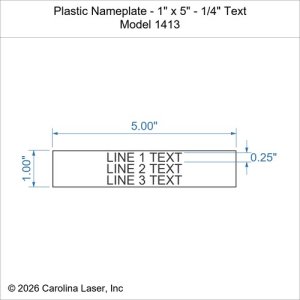 Plastic Nameplate - 1" x 5" - 1/4" Text