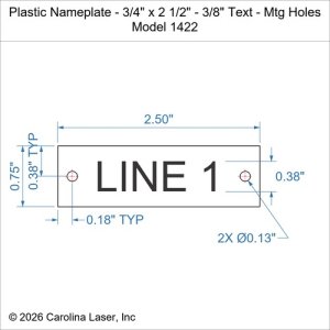 Plastic Nameplate - 3/4" x 2 1/2" - 3/8" Text - Mtg Holes