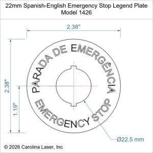 22mm Spanish-English Emergency Stop Legend Plate