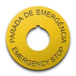 22mm Emergency Stop legend plate, Spanish-English