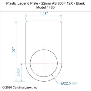 Plastic Legend Plate - 22mm AB 800F 12X - Blank