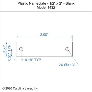 Plastic Nameplate - 1/2" x 2" - Blank
