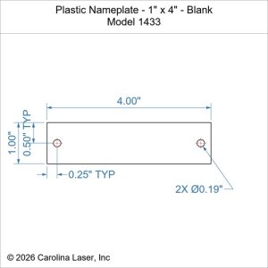 Plastic Nameplate - 1" x 4" - Blank