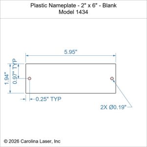 Plastic Nameplate - 2" x 6" - Blank