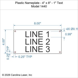 Plastic Nameplate - 4" x 8" - 1" Text