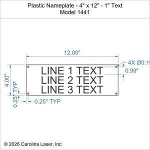 Plastic Nameplate - 4" x 12" - 1" Text