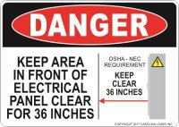 (image for) 5" x 7" Panel Keep Clear 36 Inches Decal