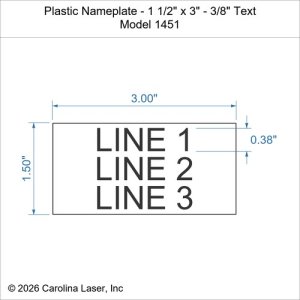 Plastic Nameplate - 1 1/2" x 3" - 3/8" Text