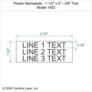 Plastic Nameplate - 1 1/2" x 4" - 3/8" Text