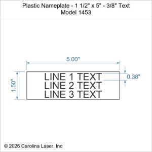 Plastic Nameplate - 1 1/2" x 5" - 3/8" Text