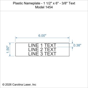 Plastic Nameplate - 1 1/2" x 6" - 3/8" Text