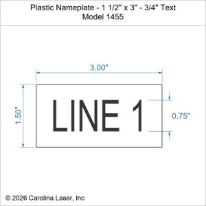 Plastic Nameplate - 1 1/2" x 3" - 3/4" Text