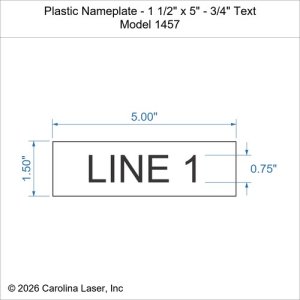 Plastic Nameplate - 1 1/2" x 5" - 3/4" Text