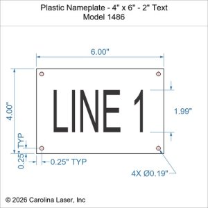 Plastic Nameplate - 4" x 6" - 2" Text