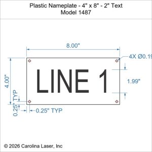Plastic Nameplate - 4" x 8" - 2" Text