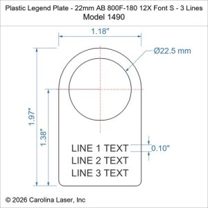 Plastic Legend Plate - 22mm AB 800F-180 12X Font S - 3 Lines
