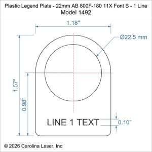 Plastic Legend Plate - 22mm AB 800F-180 11X Font S - 1 Line