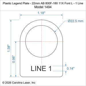 Plastic Legend Plate - 22mm AB 800F-180 11X Font L - 1 Line