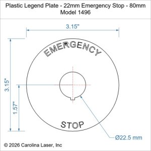 Plastic Legend Plate - 22mm Emergency Stop - 80mm