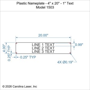 Plastic Nameplate - 4" x 20" - 1" Text