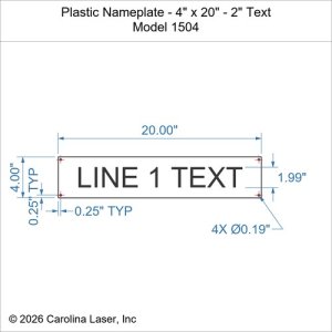 Plastic Nameplate - 4" x 20" - 2" Text