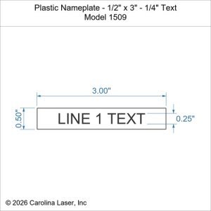 Plastic Nameplate - 1/2" x 3" - 1/4" Text