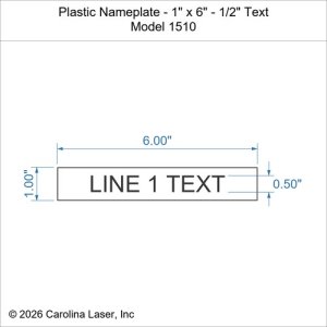 Plastic Nameplate - 1" x 6" - 1/2" Text
