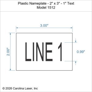 Plastic Nameplate - 2" x 3" - 1" Text