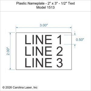 Plastic Nameplate - 2" x 3" - 1/2" Text