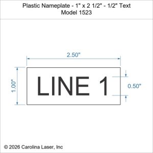 Plastic Nameplate - 1" x 2 1/2" - 1/2" Text