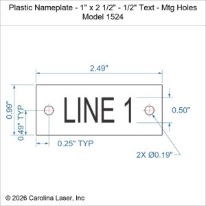 Plastic Nameplate - 1" x 2 1/2" - 1/2" Text - Mtg Holes