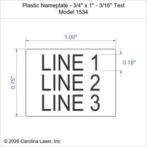 Plastic Nameplate - 3/4" x 1" - 3/16" Text