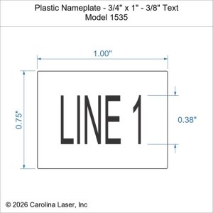 Plastic Nameplate - 3/4" x 1" - 3/8" Text