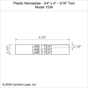 Plastic Nameplate - 3/4" x 4" - 3/16" Text