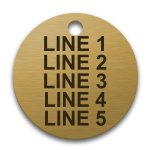 Brass Valve Tag, 1-1/2" Round, 3/16" Text