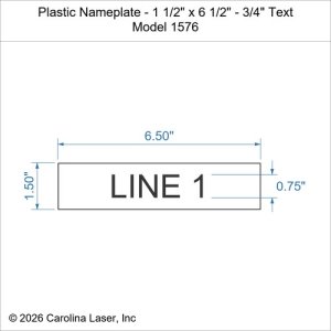 Plastic Nameplate - 1 1/2" x 6 1/2" - 3/4" Text