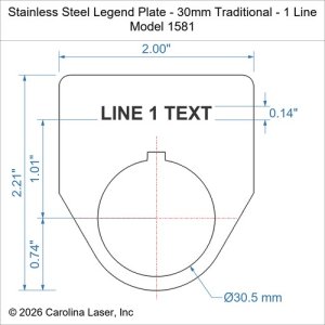 Stainless Steel Legend Plate - 30mm Traditional - 1 Line