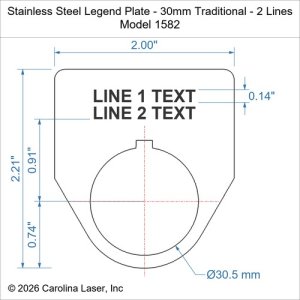 Stainless Steel Legend Plate - 30mm Traditional - 2 Lines