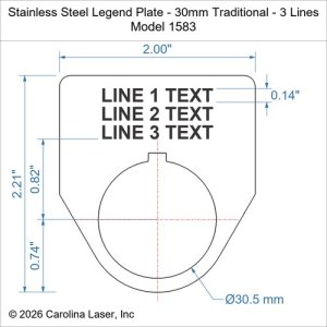 Stainless Steel Legend Plate - 30mm Traditional - 3 Lines