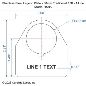 Stainless Steel Legend Plate - 30mm Traditional 180 - 1 Line