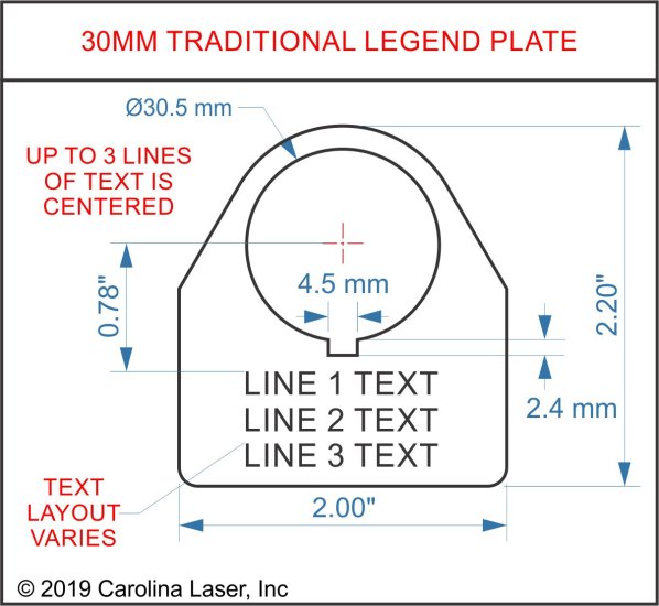 Modal Additional Images for Stainless Steel Legend Plate - 30mm Traditional 180 - 1 Line