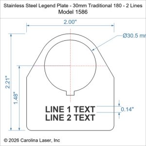 Stainless Steel Legend Plate - 30mm Traditional 180 - 2 Lines