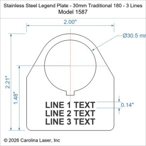 Stainless Steel Legend Plate - 30mm Traditional 180 - 3 Lines