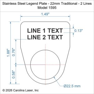 Stainless Steel Legend Plate - 22mm Traditional - 2 Lines