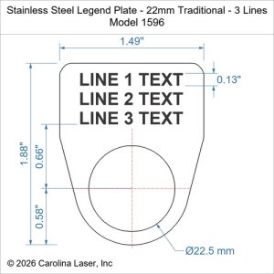 Stainless Steel Legend Plate - 22mm Traditional - 3 Lines