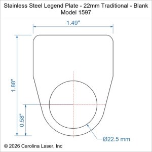 Stainless Steel Legend Plate - 22mm Traditional - Blank